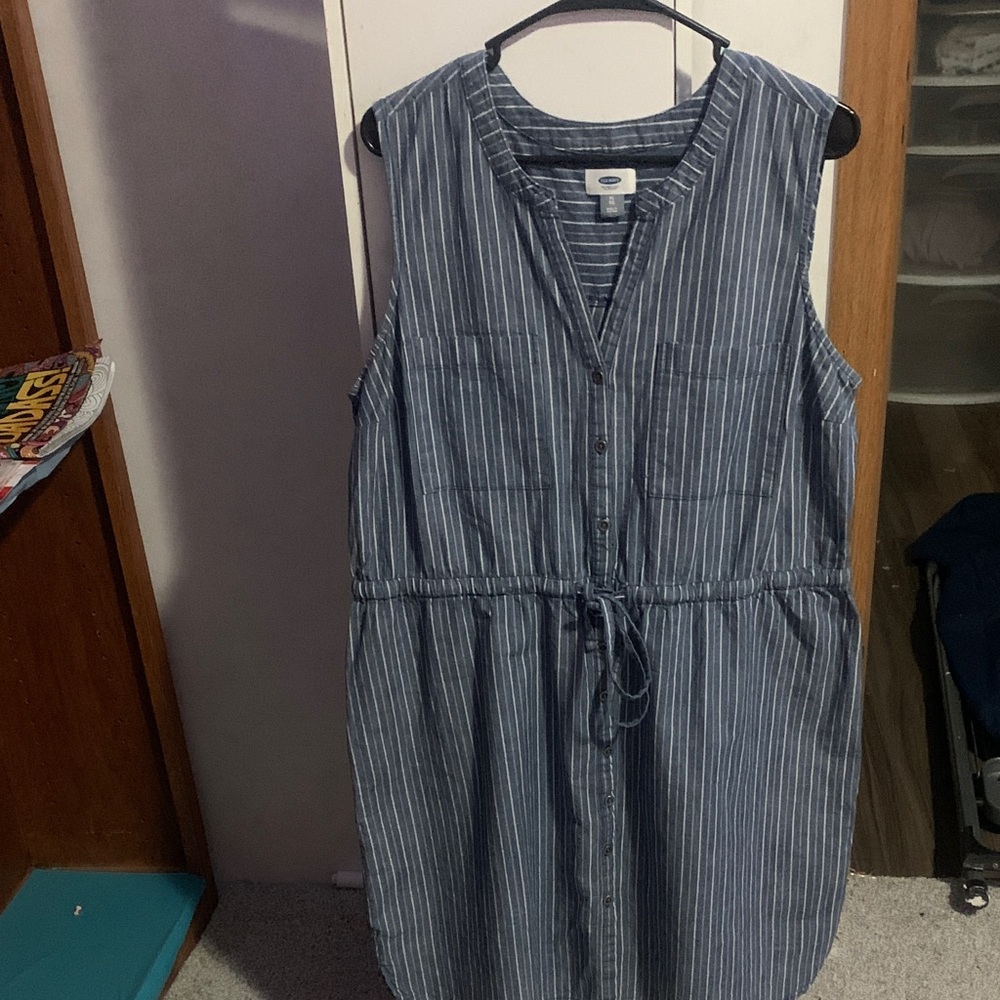 Striped Blue Sleeveless Dress